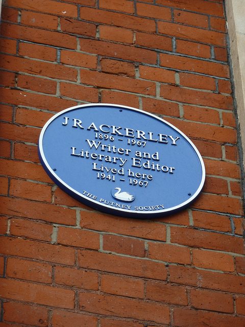 J. R. Ackerley blue plaque - J. R. Ackerley 1896-1967 writer and literary editor lived here 1941-1967