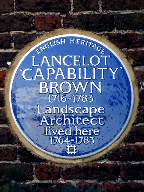 Capability Brown blue plaque - Lancelot 'Capability' Brown 1716 - 1783 landscape architect lived here 1764 - 1783