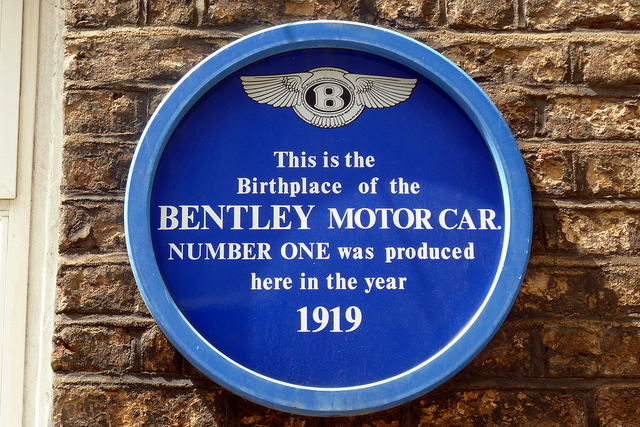 Blue plaque № 6766 - This is the birthplace of the Bentley motor car. Number one was produced here in the year 1919