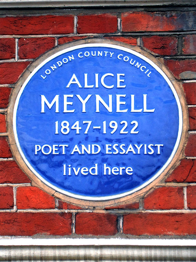 Alice Meynell blue plaque - Alice Meynell 1847–1922 poet and essayist lived here
