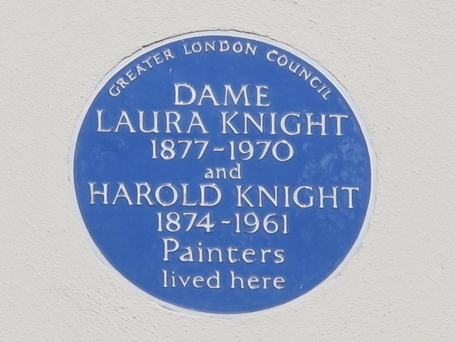 Laura Knight and Harold Knight blue plaque - Dame Laura Knight 1877-1970 and Harold Knight 1874-1961 painters lived here