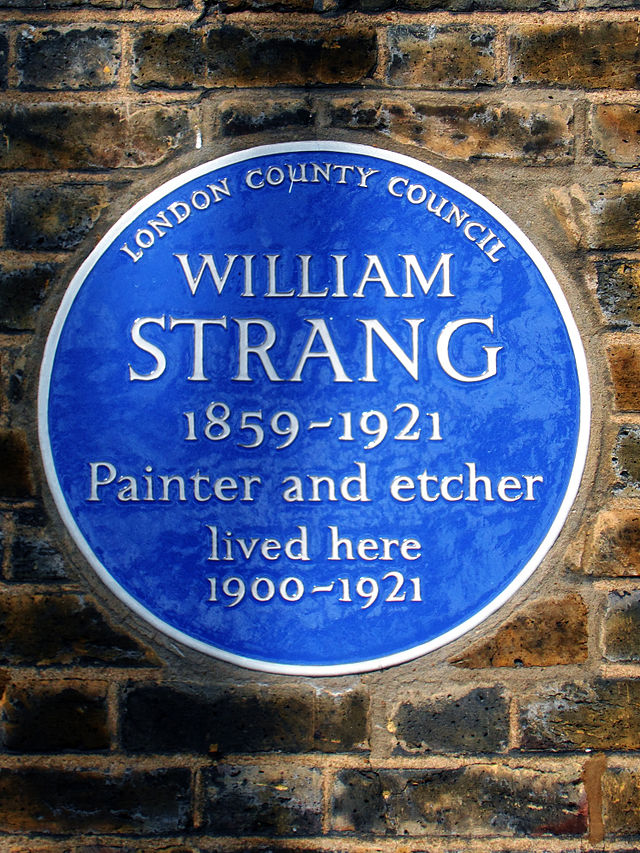 William Strang blue plaque - William Strang 1859-1921 painter and etcher lived here 1900-1921