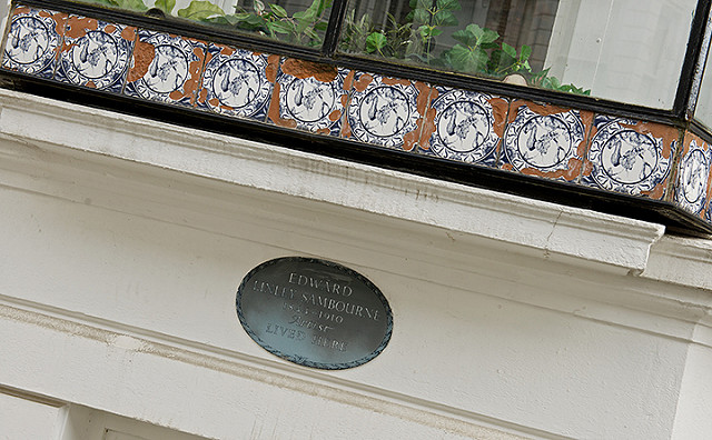 Edward Linley Sambourne black plaque - Edward Linley Sambourne 1844–1910 artist lived here