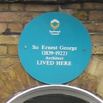 Ernest George brushed metal plaque - Sir Ernest George (1839–1922) architect lived here