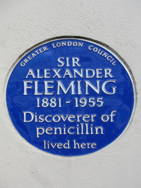 Alexander Fleming blue plaque - Sir Alexander Fleming 1881-1955 discoverer of penicillin lived here