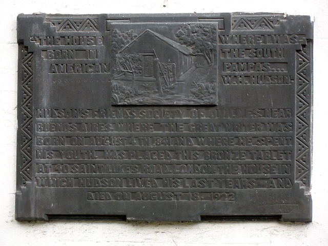 W. H. Hudson bronze plaque - 