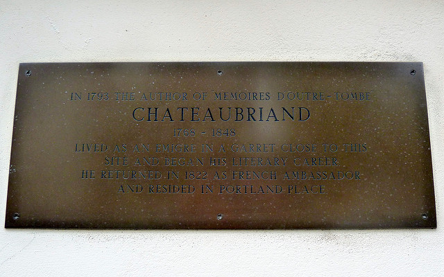 François-René de Chateaubriand brass plaque - In 1793 the author of 
