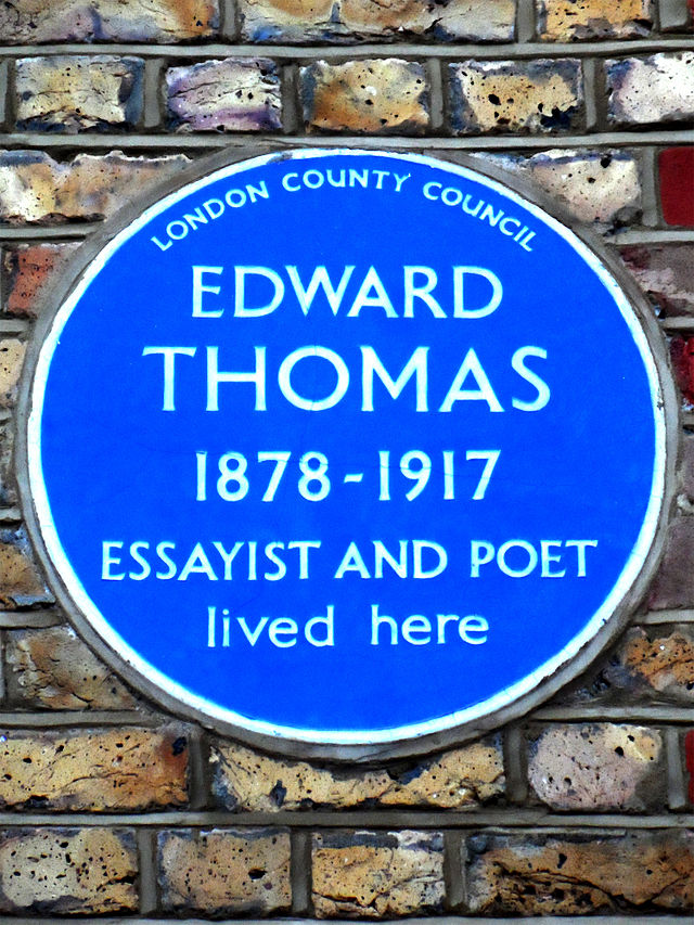Edward Thomas blue plaque - Edward Thomas 1878-1917 essayist and poet lived here