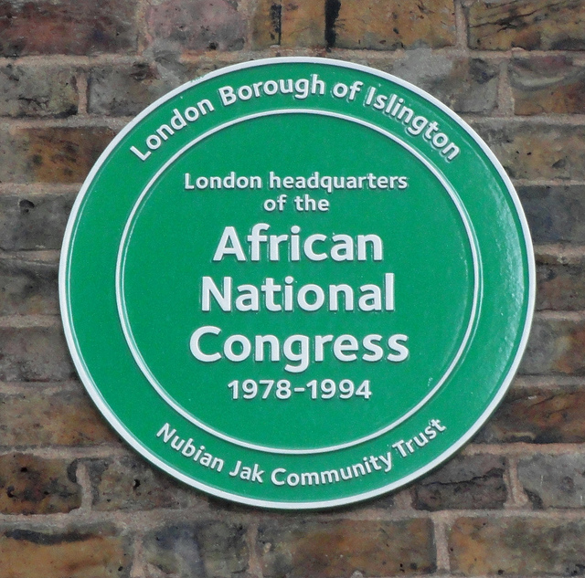 London Headquarters of the African National Congress green plaque - London Headquarters of the African National Congress 1978–1994