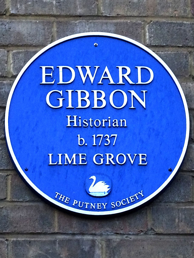 Edward Gibbon blue plaque - Edward Gibbon historian b.1737 Lime Grove