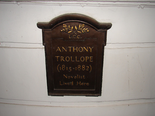 Anthony Trollope black plaque - Anthony Trollope (1815-1882) novelist lived here