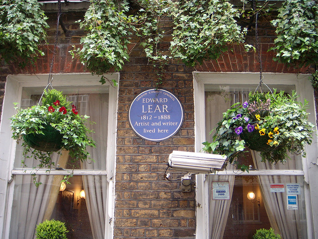 Edward Lear blue plaque - Edward Lear 1812-1888 artist and writer lived here