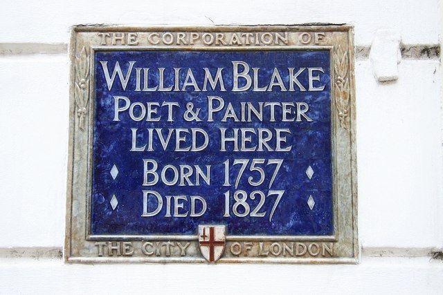 William Blake blue plaque - William Blake poet & painter lived here born 1757 died 1827