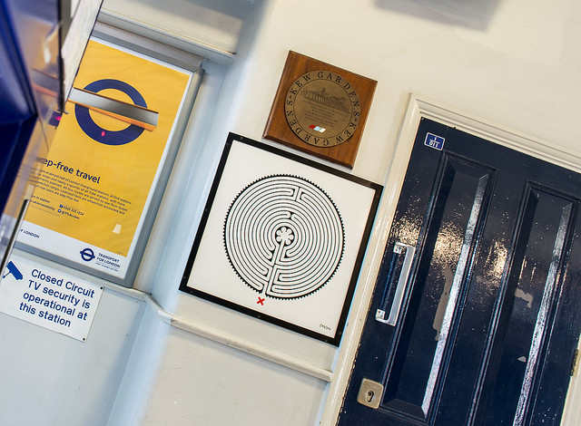 Kew Gardens railway station, London and Michael Portillo brass plaque - This plaque Commemorates the opening of the rebuilt station at  Kew Gardens  by Michael Portillo MP  Minister of State for Transport  On Saturday 7 October 1989
