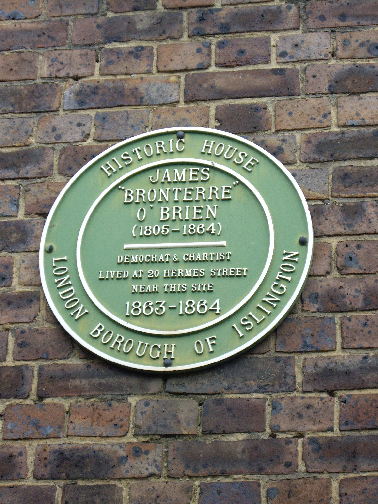 James Bronterre O'Brien green plaque - James 