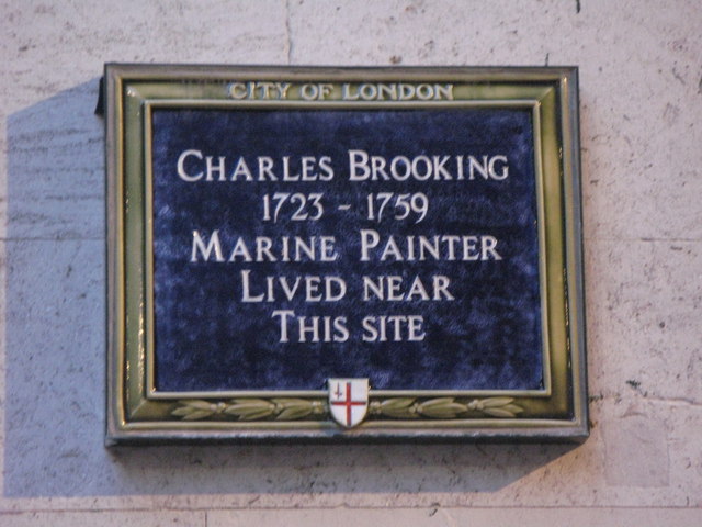 Charles Brooking blue plaque - Charles Brooking 1723-1759 marine painter lived near this site