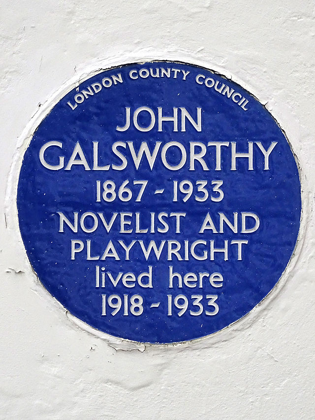 John Galsworthy blue plaque - John Galsworthy (1867-1933), novelist and Playwright, lived here 1918-1933.
