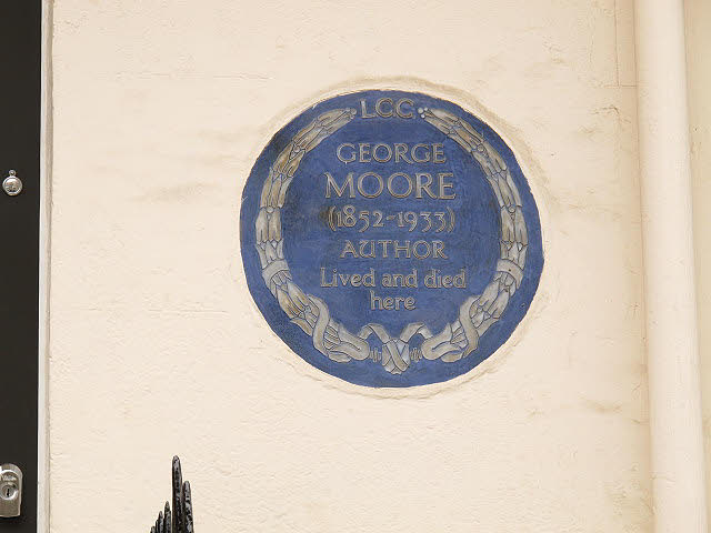 George Moore blue plaque - George Moore (1852-1933) author lived and died here