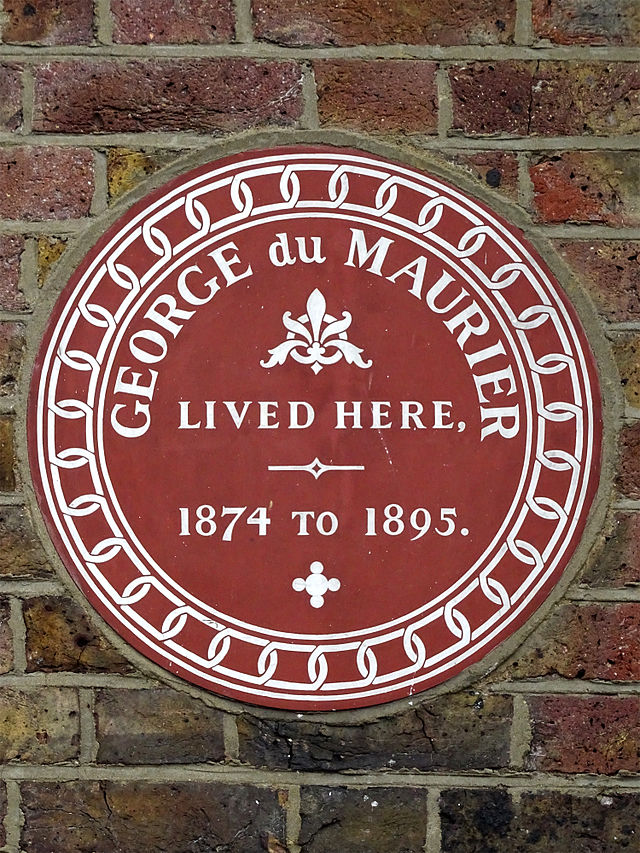 George Du Maurier brown plaque - George Du Maurier lived here 1874 to 1895
