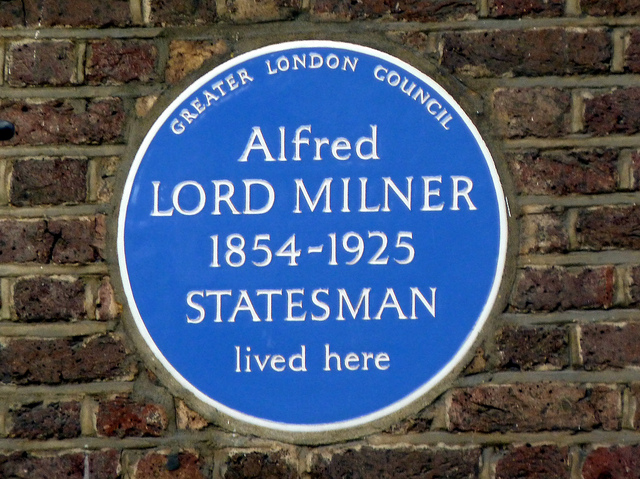 Alfred Milner blue plaque - Lord Alfred Milner 1854–1925 statesman lived here
