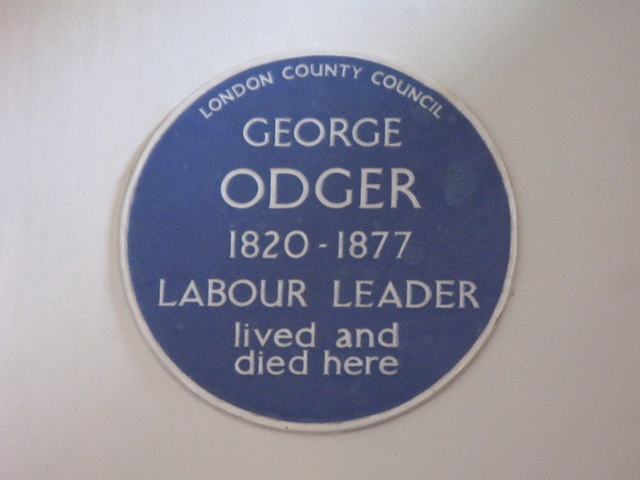 George Odger blue plaque - George Odger 1820-1877 Labour leader lived and died here