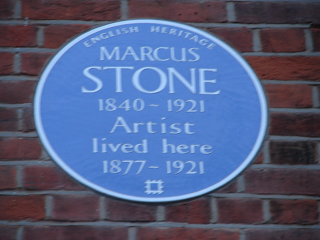 Marcus Stone blue plaque - Marcus Stone 1840-1921 artist lived here 1877-1921