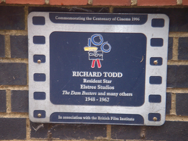 Richard Todd film cell plaque - Richard Todd Resident Star Elstree Studios The Dam Busters and many others 1948-1962