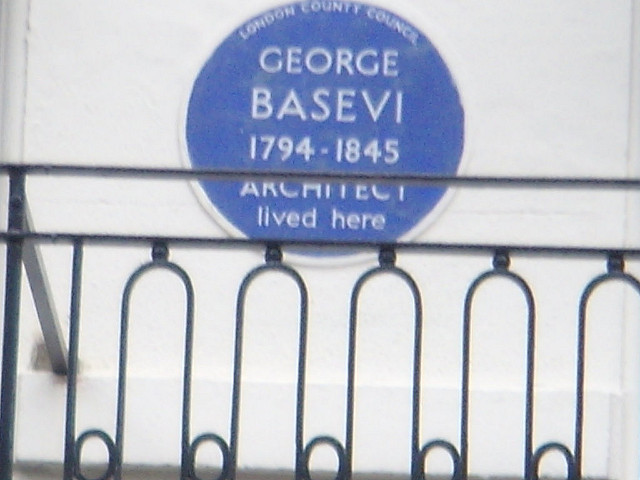 George Basevi blue plaque - George Basevi 1794-1845 architect lived here