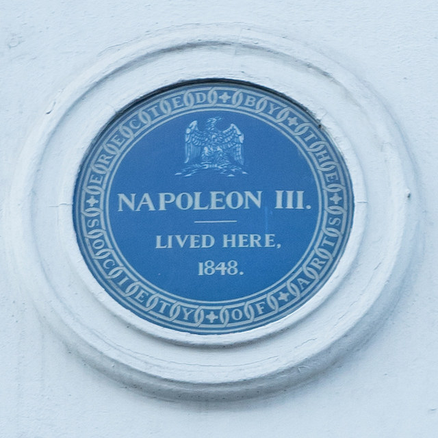 Louis-Napoléon Bonaparte blue plaque - Napoleon III lived here 1848