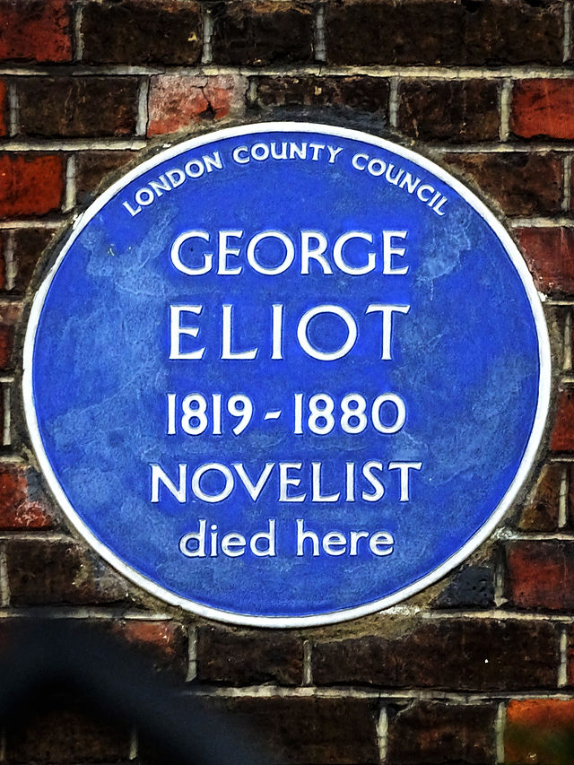George Eliot blue plaque - George Eliot 1819-1880 novelist died here