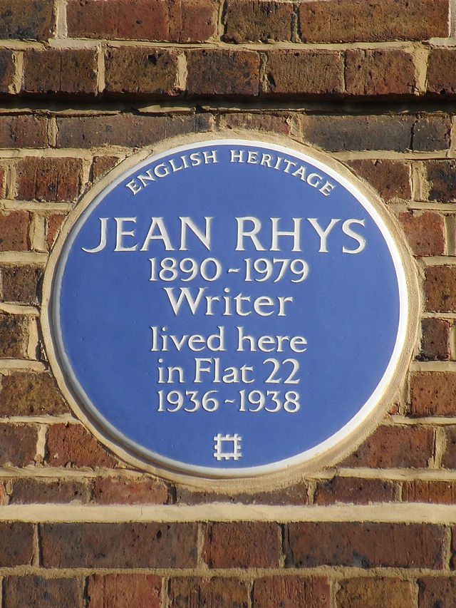 Jean Rhys blue plaque - Jean Rhys 1890-1979 writer lived here in Flat 22 1936-1938