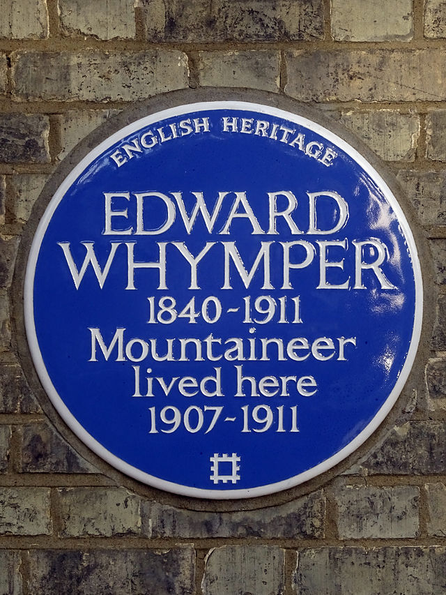 Edward Whymper blue plaque - Edward Whymper 1840-1911 mountaineer lived here 1907-1911