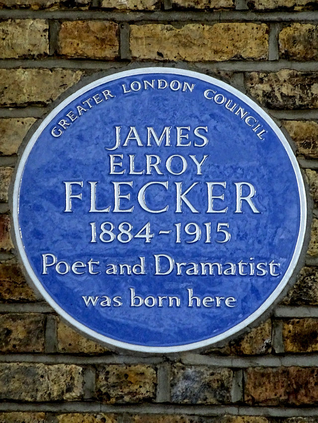 James Elroy Flecker blue plaque - James Elroy Flecker 1884-1915 poet and dramatist was born here