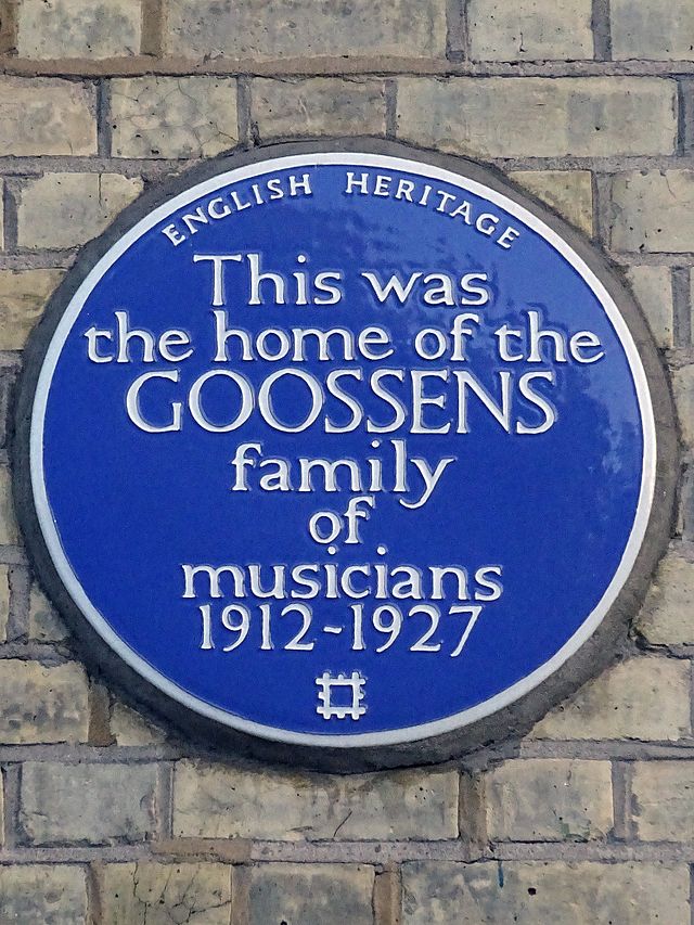 Eugène Goossens, Annie Cook, Eugene Aynsley Goossens, Marie Goossens, and 3 other - This was   the home of the  Goossens  family  of  musicians  1912-1927 