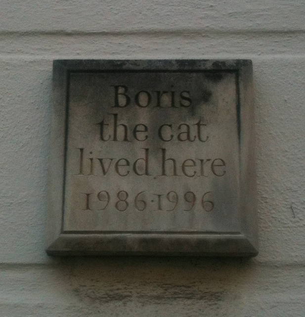 Boris stone plaque - Boris the cat lived here 1986-1996