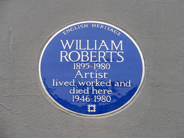William Roberts blue plaque - William Roberts 1895-1980 artist lived, worked and died here 1946-1980
