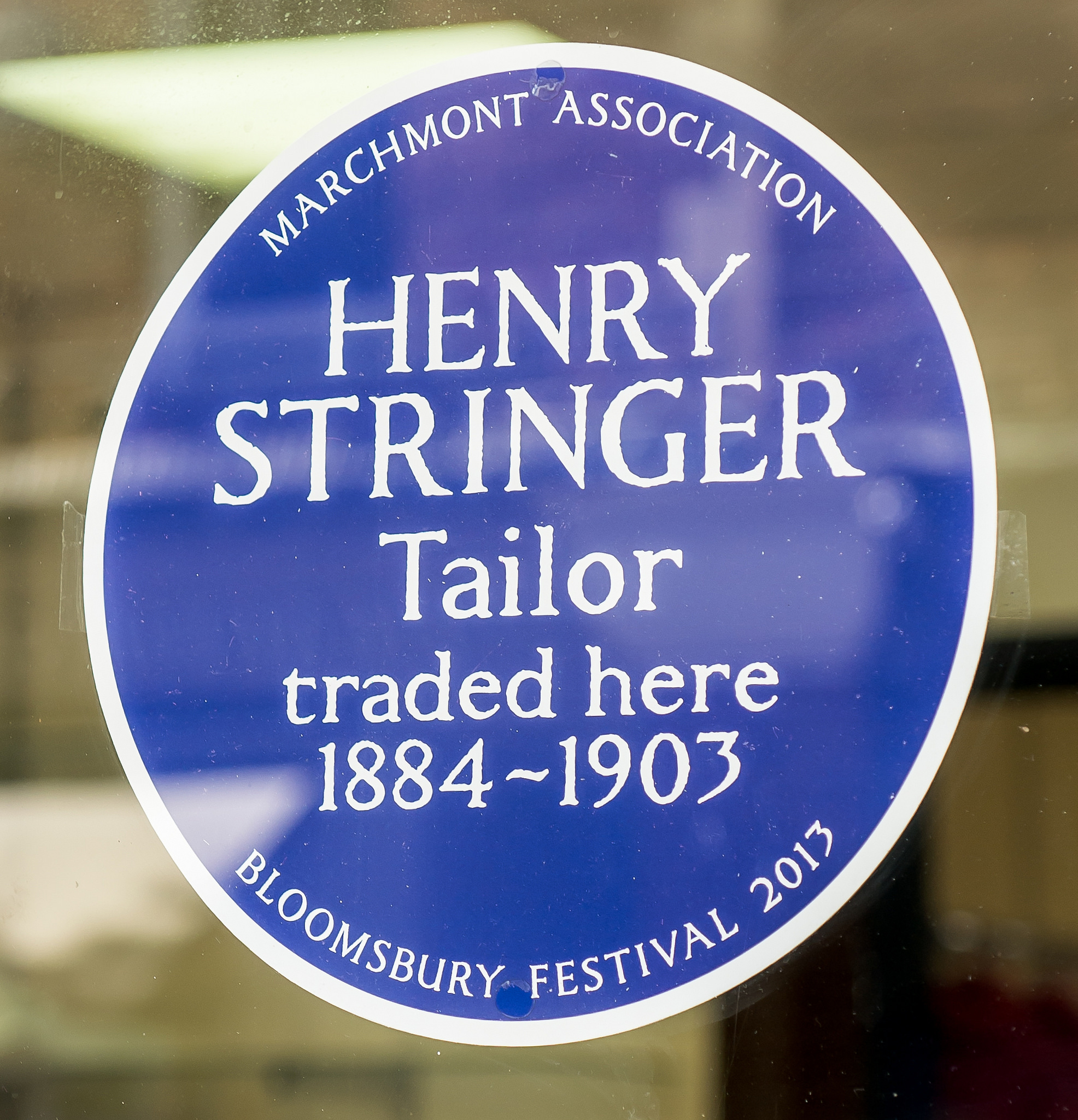 Henry Stringer blue plaque - Henry Stringer Tailor traded here 1884-1903 Bloomsbury Festival 2013