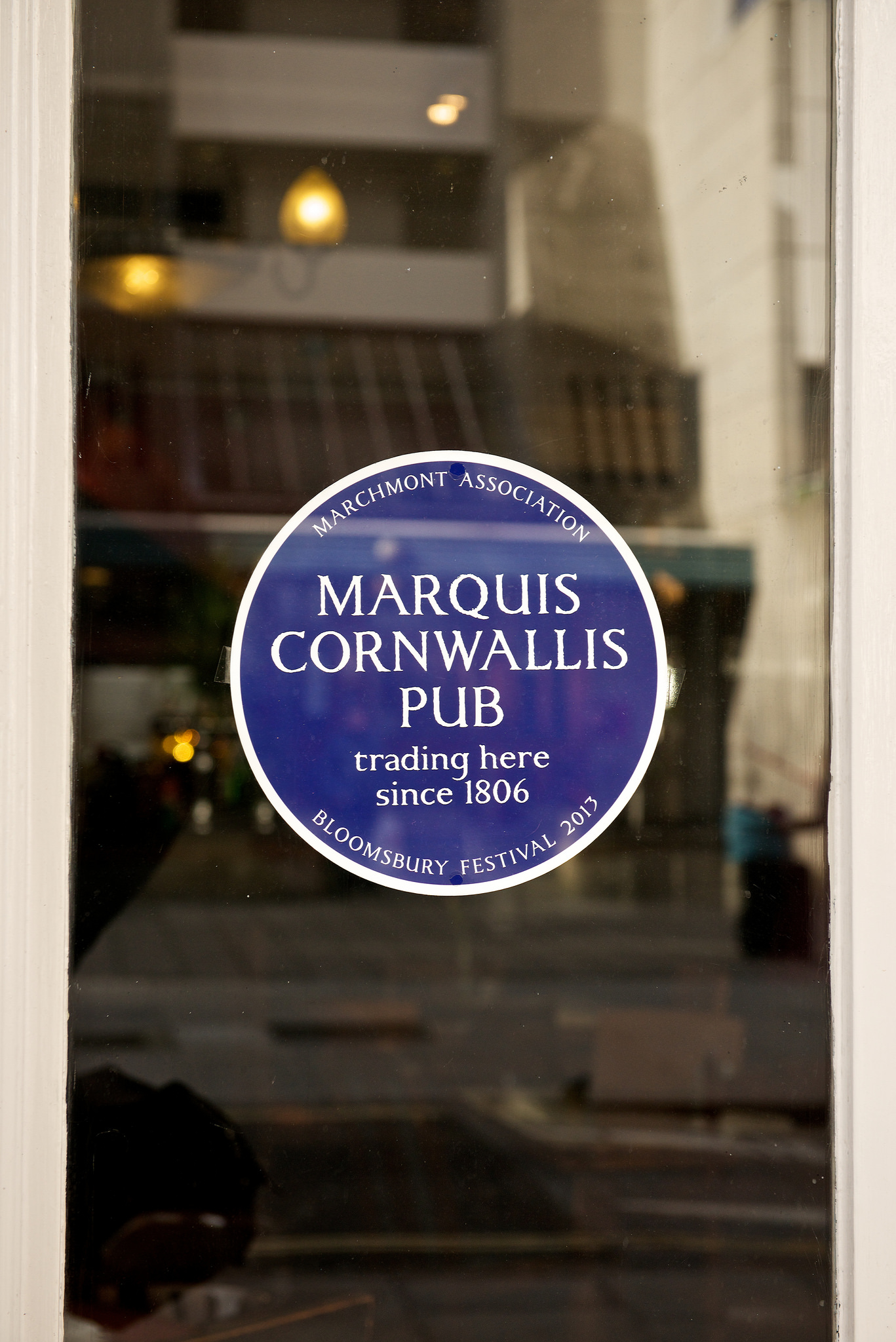 Marquis Cornwallis, London blue plaque - Marquis Cornwallis Pub trading here since 1806 