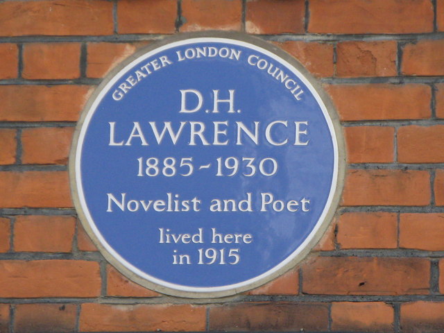 D. H. Lawrence blue plaque - D. H. Lawrence 1885-1930 novelist and poet lived here in 1915