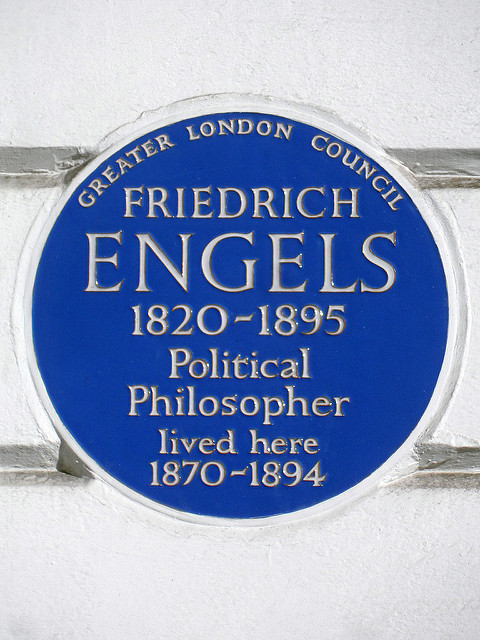 Friedrich Engels blue plaque - Friedrich Engels 1820-1895 political philosopher lived here 1870-1894