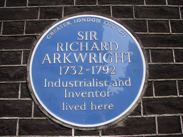 Richard Arkwright blue plaque - Sir Richard Arkwright 1732-1792 industrialist and inventor lived here