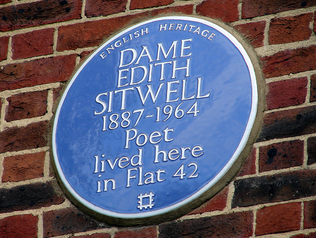 Edith Sitwell blue plaque - Dame Edith Sitwell 1887-1964 poet lived here in Flat 42