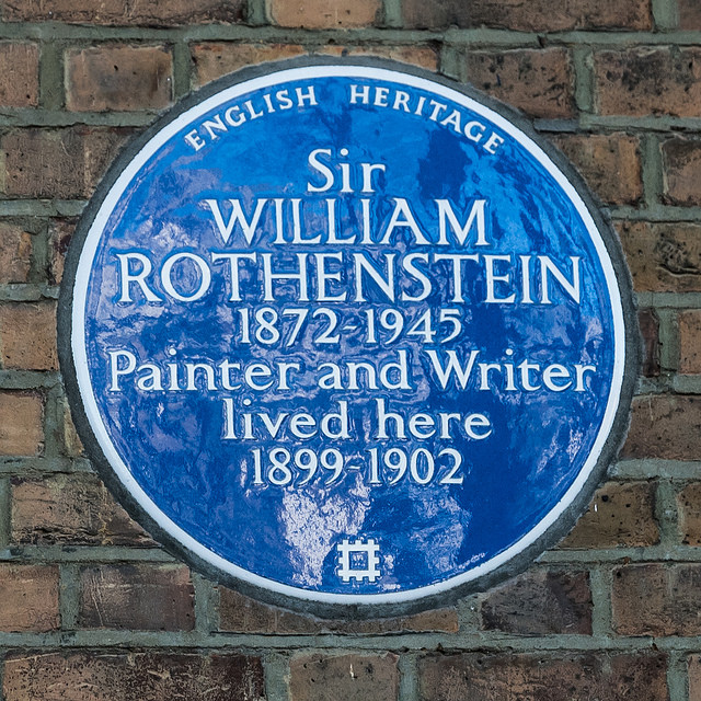 William Rothenstein blue plaque - Sir William Rothenstein 1872-1945 painter and writer lived here 1899-1902