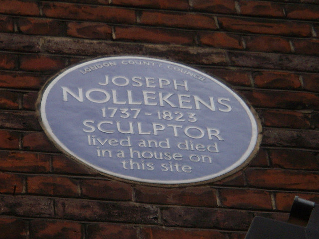 Joseph Nollekens blue plaque - Joseph Nollekens 1737-1823 sculptor lived and died in a house on this site