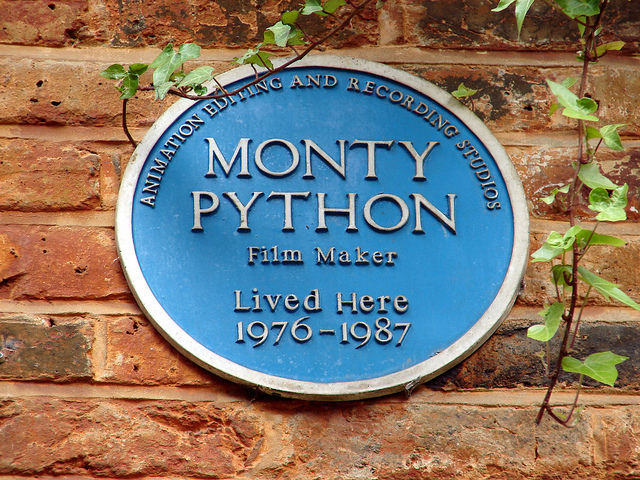 Monty Python blue plaque - Monty Python  film maker  lived here  1976-1987