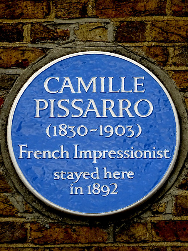 Camille Pissarro blue plaque - Camille Pissarro (1831–1903) French impressionist stayed here in 1892