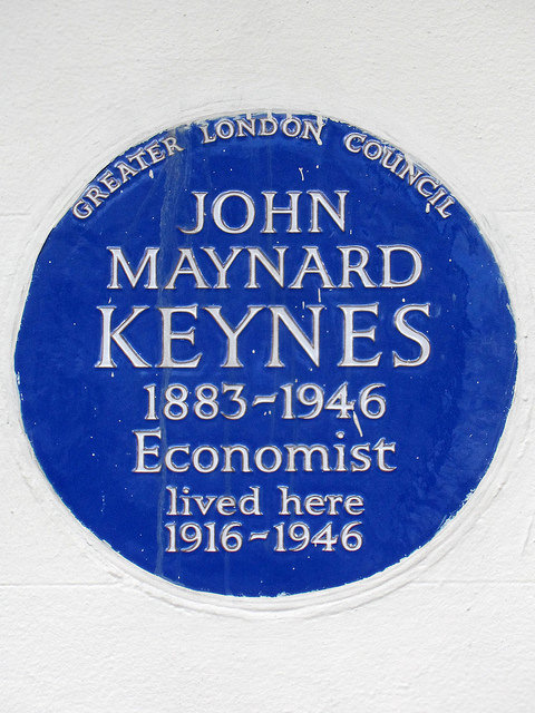 John Maynard Keynes blue plaque - John Maynard Keynes 1883-1946 economist lived here 1916-1946