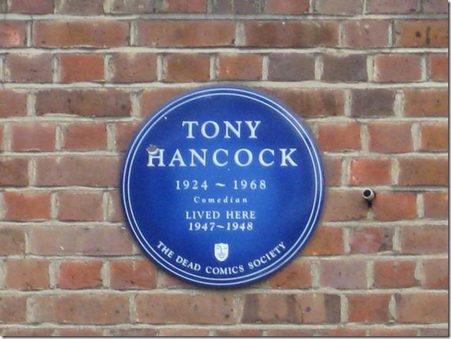 Tony Hancock blue plaque - Tony Hancock 1924-1968 comedian lived here 1947-1948