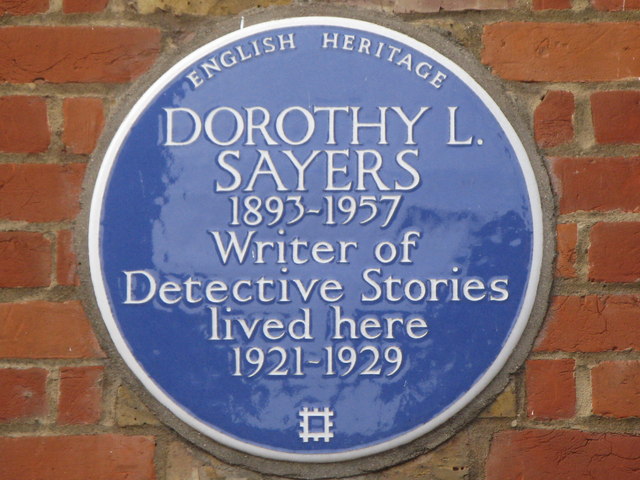 Dorothy L. Sayers blue plaque - Dorothy L. Sayers 1893-1957 writer of detective stories lived here 1921-1929