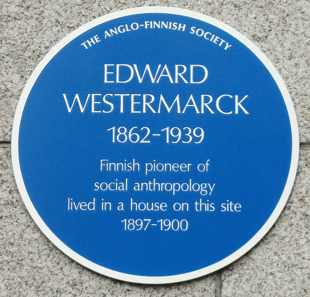 Edward Westermarck blue plaque - Edward Westermarck 1862-1939 Finnish pioneer of social anthropology lived in a house on this site 1897-1900